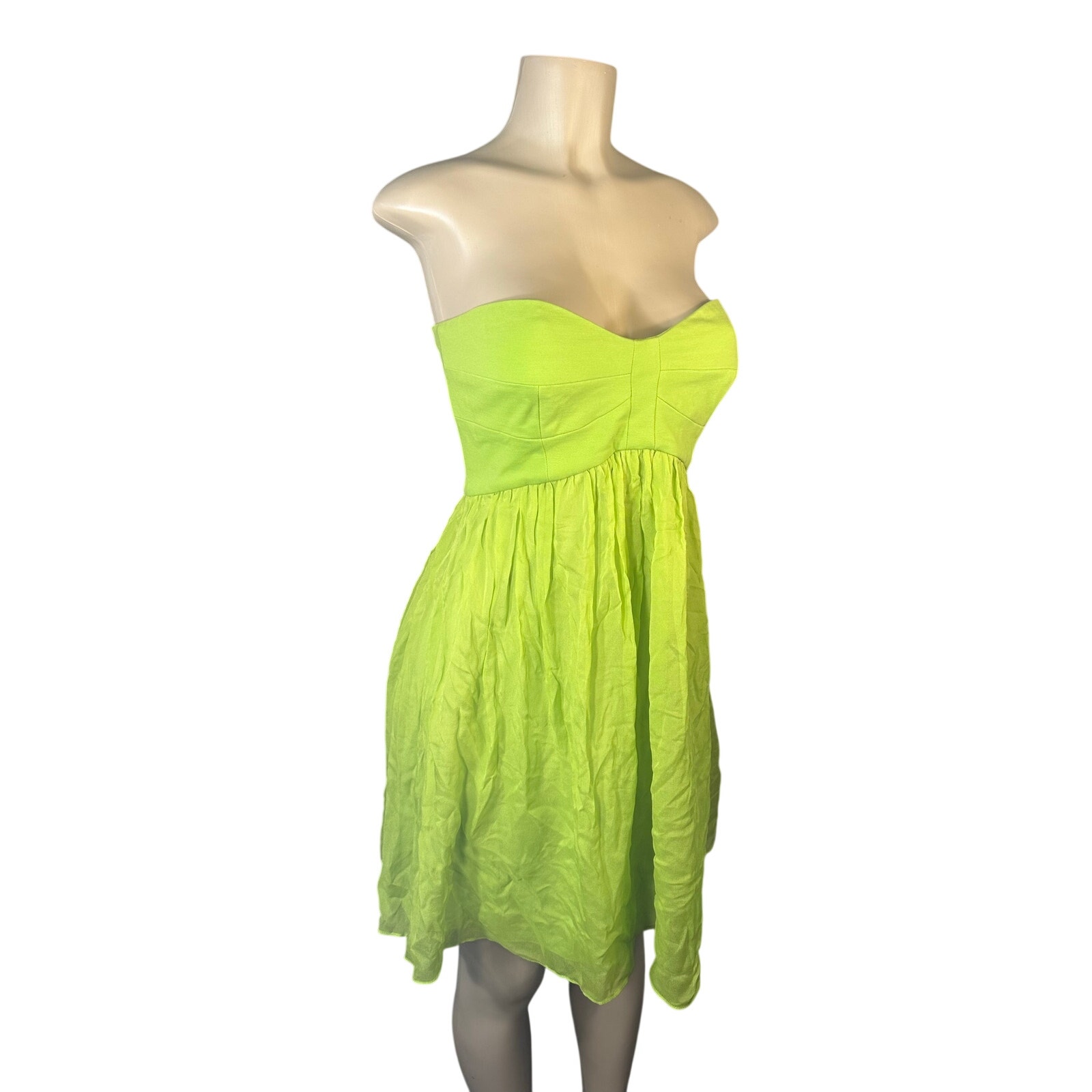 Women 8 Dvf Diane Von Furstenberg Asti Short Strapless Green Silk Mini Dress
